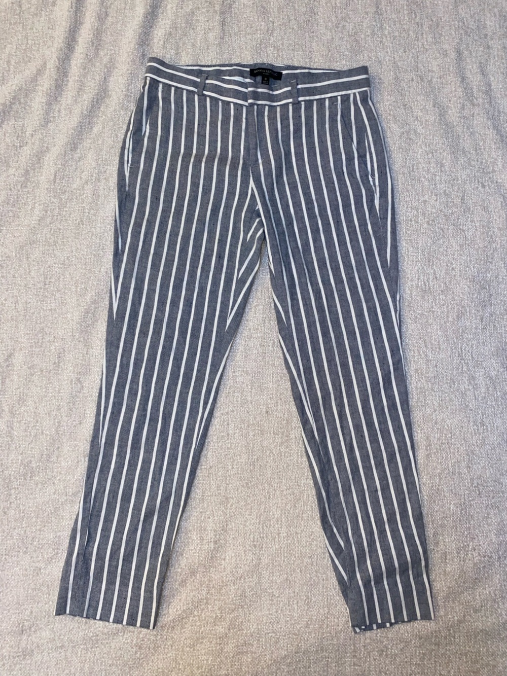 Banana Republic Avery Striped Linen Cotton Stretch Pants Size 0 Preppy